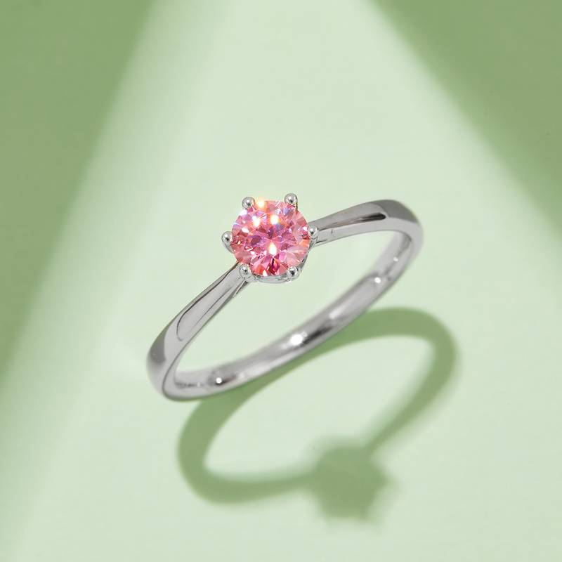 光臂新六爪S925银镀白金MoissaniteWomen's Ring50分D级